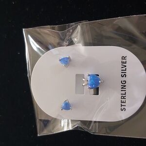 Sterling Silver Blue lab Opal earring set